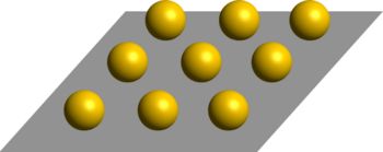 Setup of the three-dimensional periodic array of dielectric spheres over metal.  The unit cell consists of a single sphere and a square segment of the metal plate